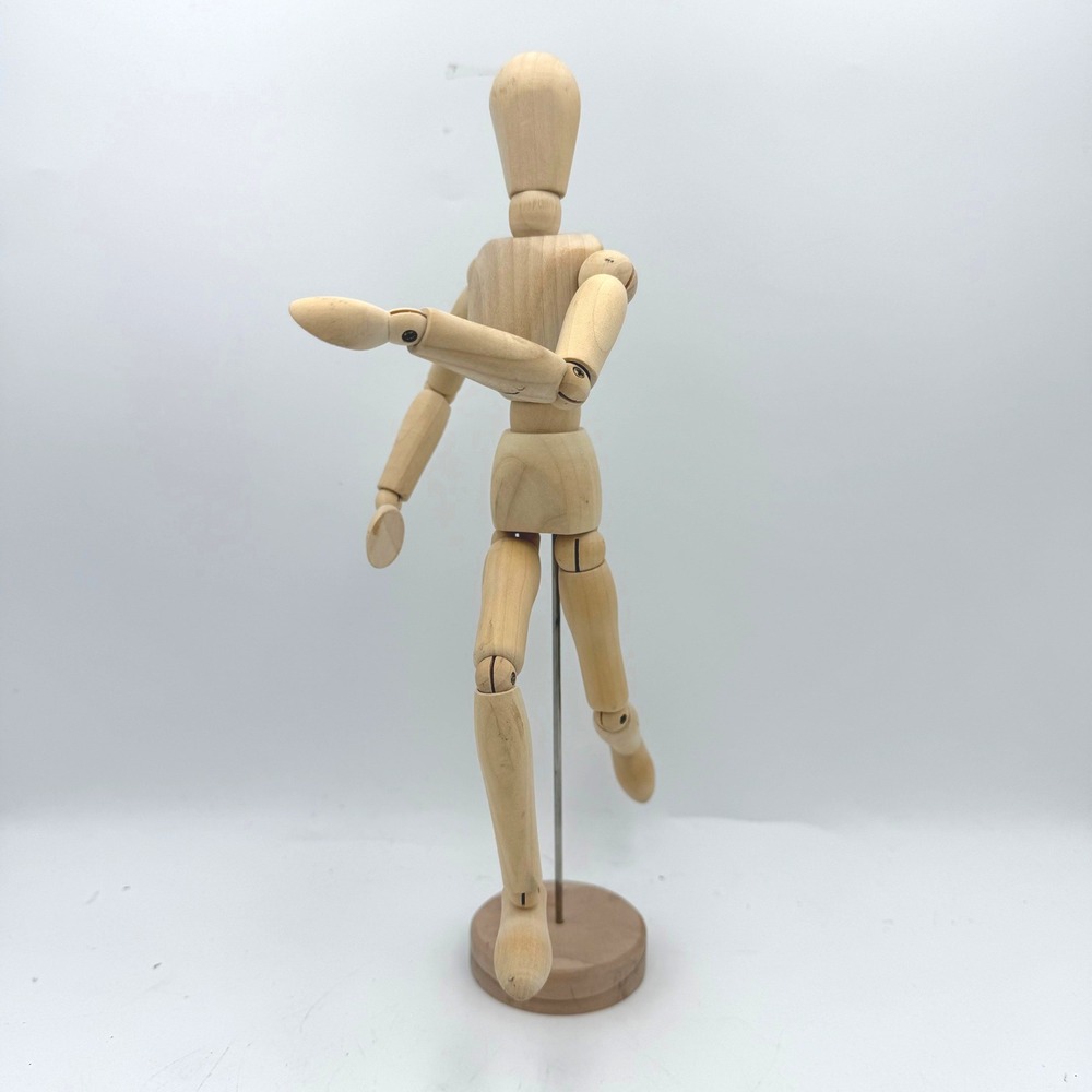 Wooden Artist Manikin Unisex 12 Inch Tan Articulated Drawing Figure